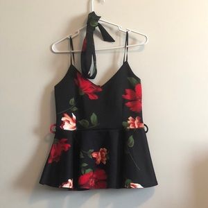 Black & red rose peplum tank, new , no tags. Large.